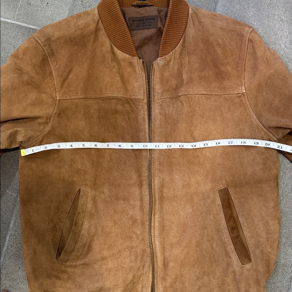 Rogue State Tan Suede Bomber Jacket (Size L) - Picture 5 of 13